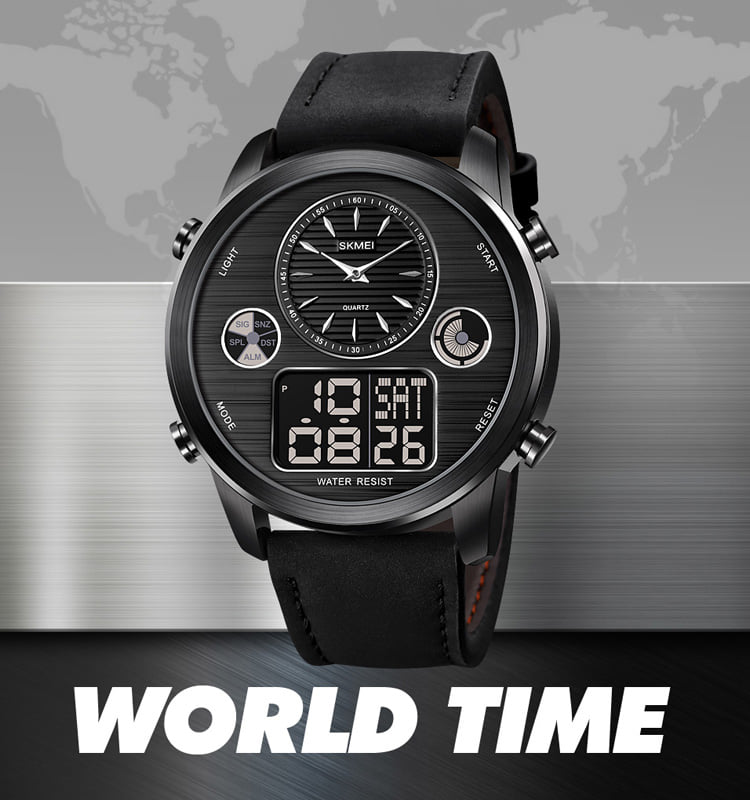 Original Skemi World Time Watch Black Colour – Sasta Bazaar